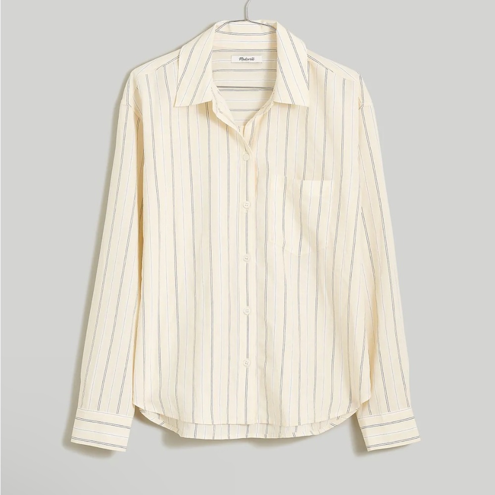 Madewell Women’s Oversized Drapey Boyshirt, striped, size medium